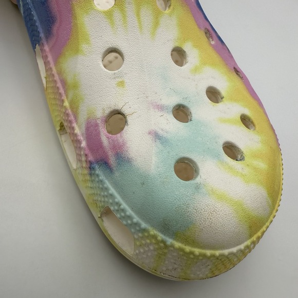 Crocs Classic Clog Tie Die Multi Blue Yellow White Men's Size 11 Women's 13 - Picture 4 of 11
